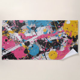 Toalla De Playa Color Splash Abstract Expression Art