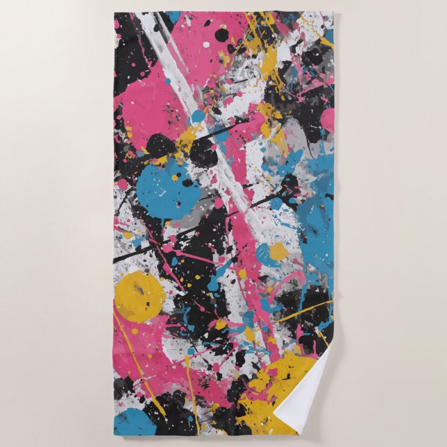 Toalla De Playa Color Splash Abstract Expression Art (Anverso)