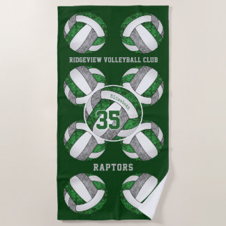 Toalla De Playa colores de equipo gris verde regalos de voleibol g