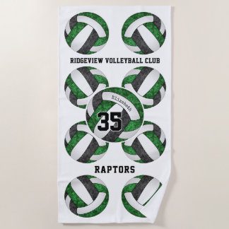 Toalla De Playa colores de equipo negro verde regalos de voleibol 