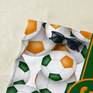 Toalla De Playa Colores del equipo de fútbol infantil naranja verd