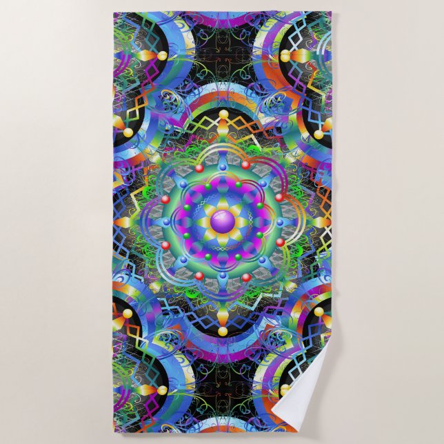 Toalla De Playa Colores del Universo Mandala (Anverso)