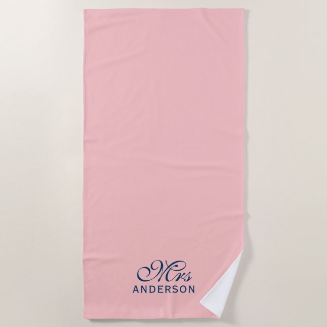 Toalla De Playa Colores Editables Personalizados Elegante Guión Sr (Anverso)