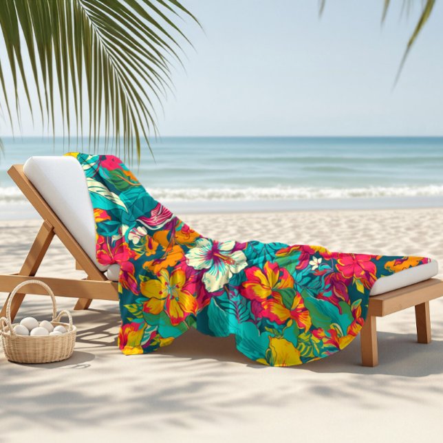 Toalla De Playa Colorful Tropical Flowers Pattern (Subido por el creador)