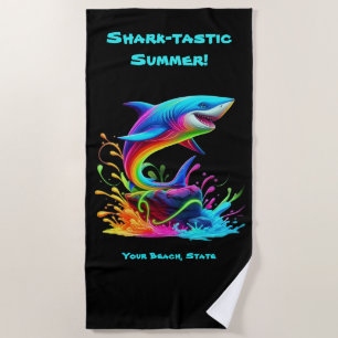 Toalla De Playa Colorida salpicadura de tiburón
