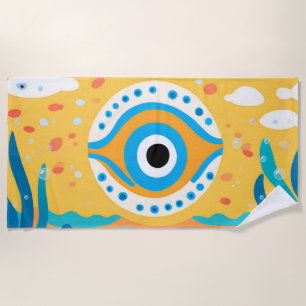 Toalla De Playa Colorida Y De Moda De Ojo Malvado