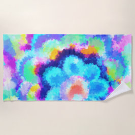 Toalla De Playa Coloridas acuarelas Florales Azules
