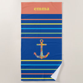 Toalla De Playa Colorido Anchor Personalizado