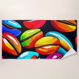 Toalla De Playa Colorido Café Bean Resumen Arte