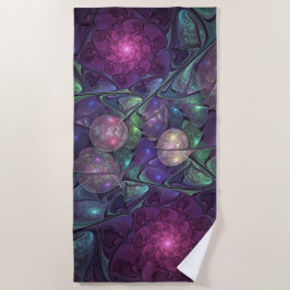 Toalla De Playa Colorido Glittering Moderno Resumen Arte Fractal