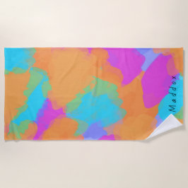 Toalla De Playa Colorido negrita Patrón de artista moderno + nombr