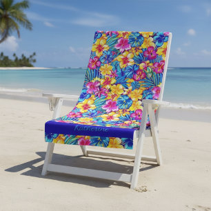 Toalla De Playa Colorido Nombre Floral Tropical Hawaiano Palma
