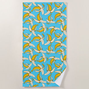 Toalla De Playa Colorido patrón de comida de frutas de plátano tro