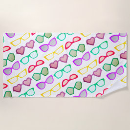 Toalla De Playa Colorido patrón de gafas de sol divertidas