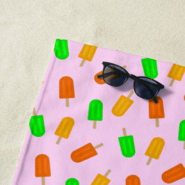 Toalla De Playa Colorido patrón de pádel de comida en rosa Wenjr m