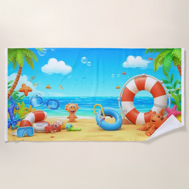 Toalla De Playa Colorido Personalizado Tropical Beach (Anverso)