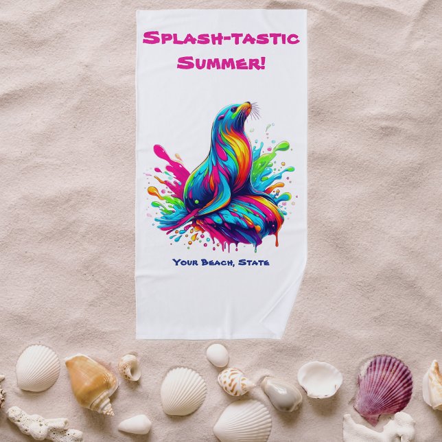 Toalla De Playa Colorido salto de león marino (Colorful Sea Lion-Fisherman Core-Dopamine Dressing-Beach Towel-Summer Towel)