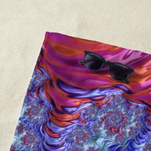 Toalla De Playa Colorido Trippy Groovy Digital Abstracto Fractal