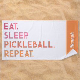 Toalla De Playa Comer Sleep Repetir Pickleball Personalizado