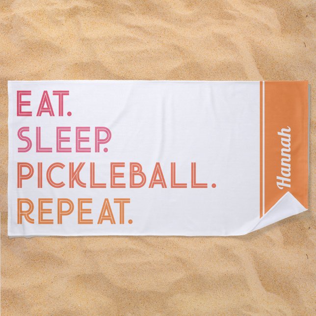 Toalla De Playa Comer Sleep Repetir Pickleball Personalizado (Subido por el creador)