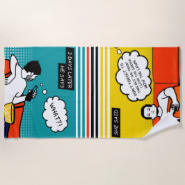 Toalla De Playa Comics Geek Rugged de color azul naranja