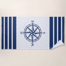Compass on White con rayas azules