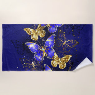 Toalla De Playa Composición con mariposas de zafiro