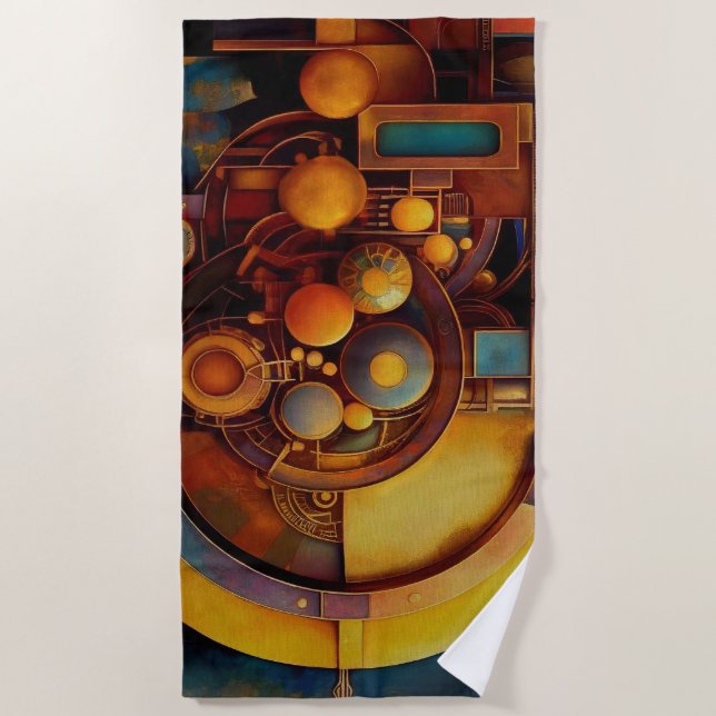 Toalla De Playa Composición de Orbe Mecánico Steampunk (Anverso)