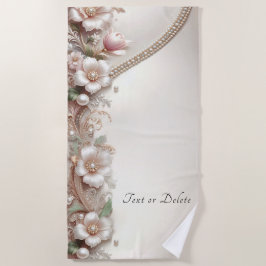 Toalla de playa con adornos florales y perlas