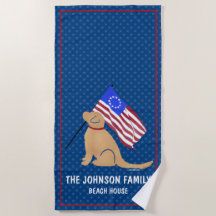 Toalla de playa con bandera americana de perro Ret