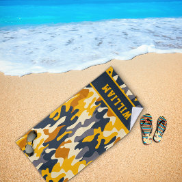 Toalla de playa con camuflaje verde militar y nomb