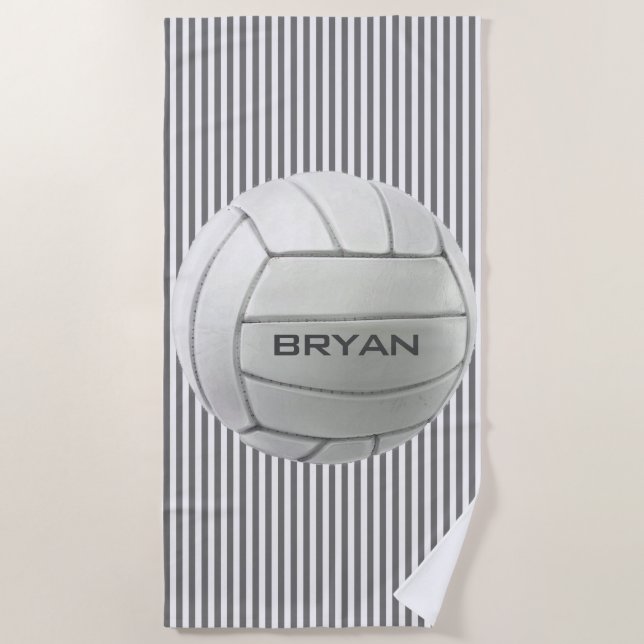 Toalla de playa con diseño de rayas de voleibol (Anverso)