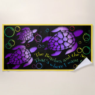 Toalla de playa con diseño de tortuga marina color