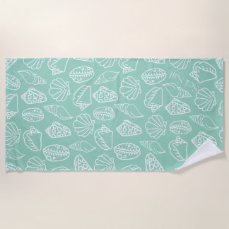 Toalla de playa con estampado de conchas dibujadas