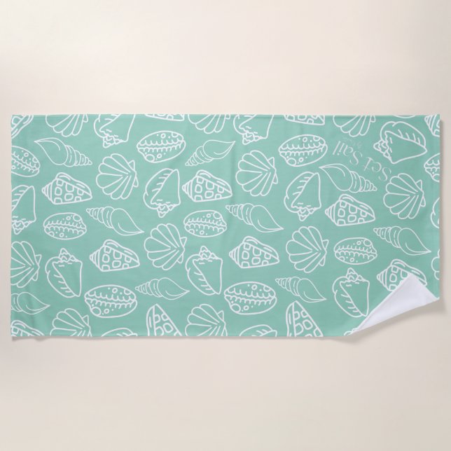 Toalla de playa con estampado de conchas dibujadas (Anverso)
