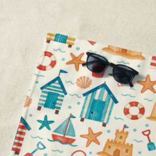 Toalla de playa con estampado de océano de verano 