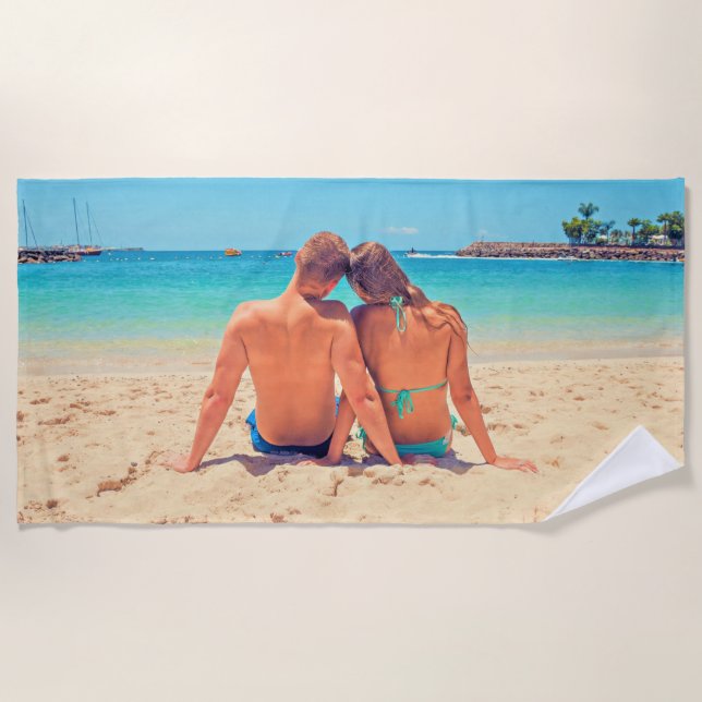 Toalla de playa con foto personalizada (Anverso)