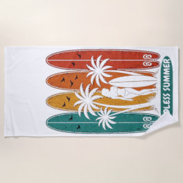 Toalla de playa con gráfico de tabla de surf vinta