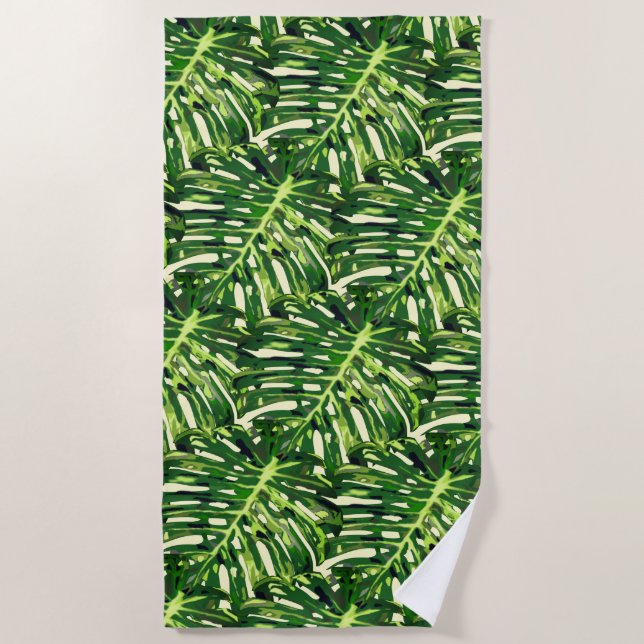Toalla de playa con hojas tropicales (Anverso)