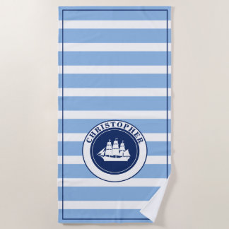 Toalla de Playa con Monograma de Barco de Vela con