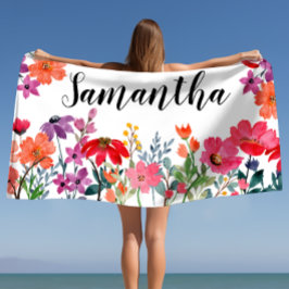 Toalla de playa con nombre personalizado para chic