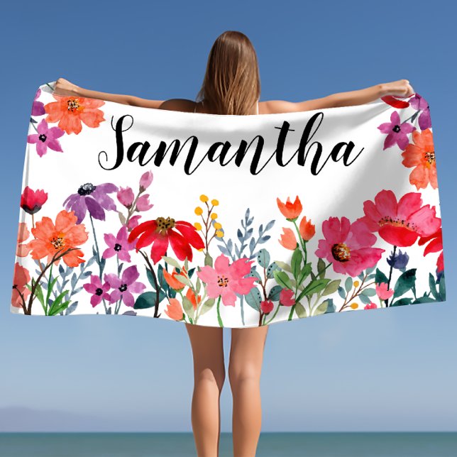 Toalla de playa con nombre personalizado para chic (Ladies Personalized Name Girl Beach Towel)