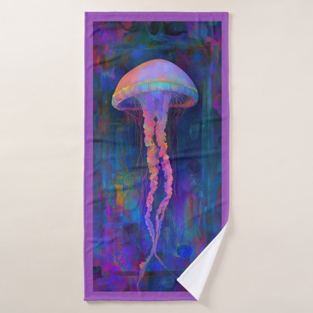 Toalla de playa con obra de arte de medusa (Toalla de baño)