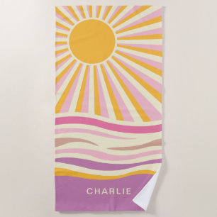 Toalla de playa con ondulación rosa y violeta