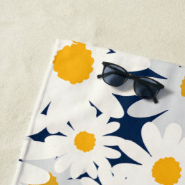 Toalla de playa con patrón floral Retro Daisy