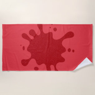 Toalla de Playa con Salpicadura de Tinta Roja de T