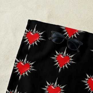 Toalla de playa con sigilo de corazón con púas de