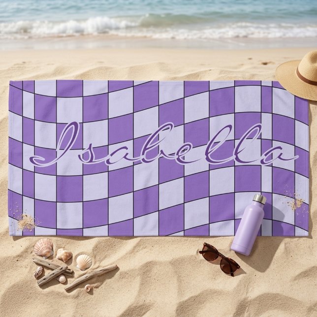 Toalla de Playa con Tablero Ondulado Morado de Mod (Subido por el creador)