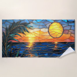 Toalla de playa con vidrio emplomado de puesta de 