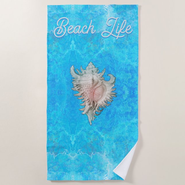 Toalla De Playa Conch Shell "Beach Life" (Anverso)
